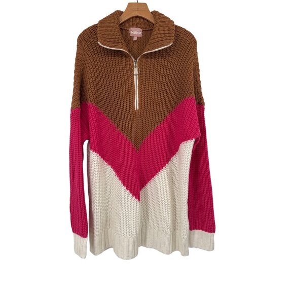 Show Me Your Mumu Weston Half Zip Pullover Ski Lift Sweater size large - Picture 2 of 7